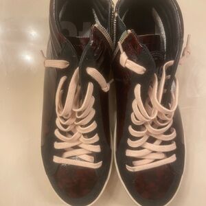 🐆P448 Leopard Print, Pink laces Women's Sneakers